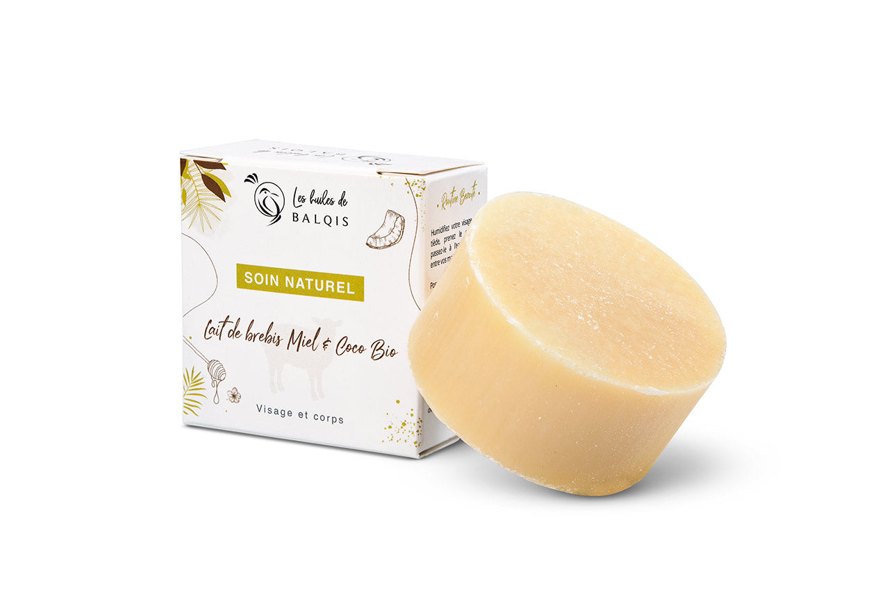 Savon Naturel au Lait de Brebis Miel et Coco BIO 100g