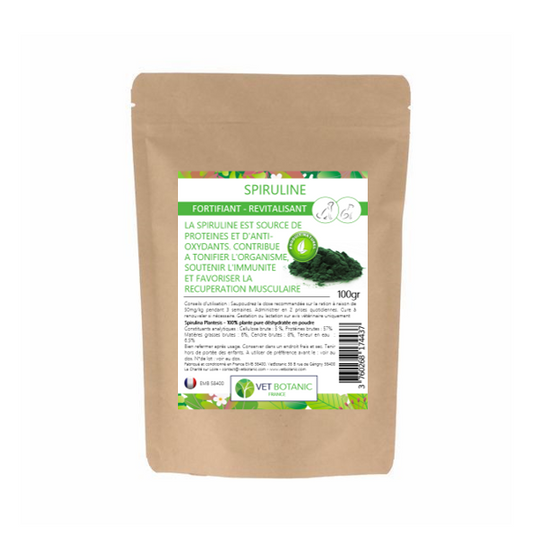 SPIRULINE – Algue pure en poudre – Fortifiant & revitalisant chiens et chats 100g