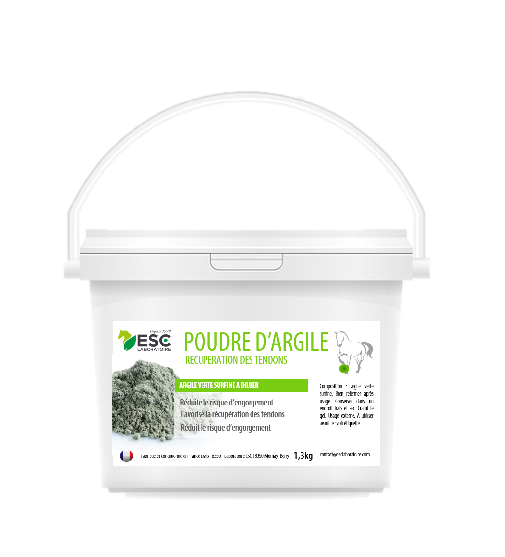 POUDRE D’ARGILE – Argile riche en nutriments à reconstituer – Récupération tendons cheval-1.3kg