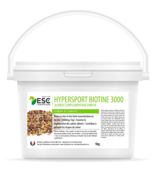 HYPERSPORT BIOTINE 3000 – Biotine cheval – Formule concentrée 3000mg/kg-1kg